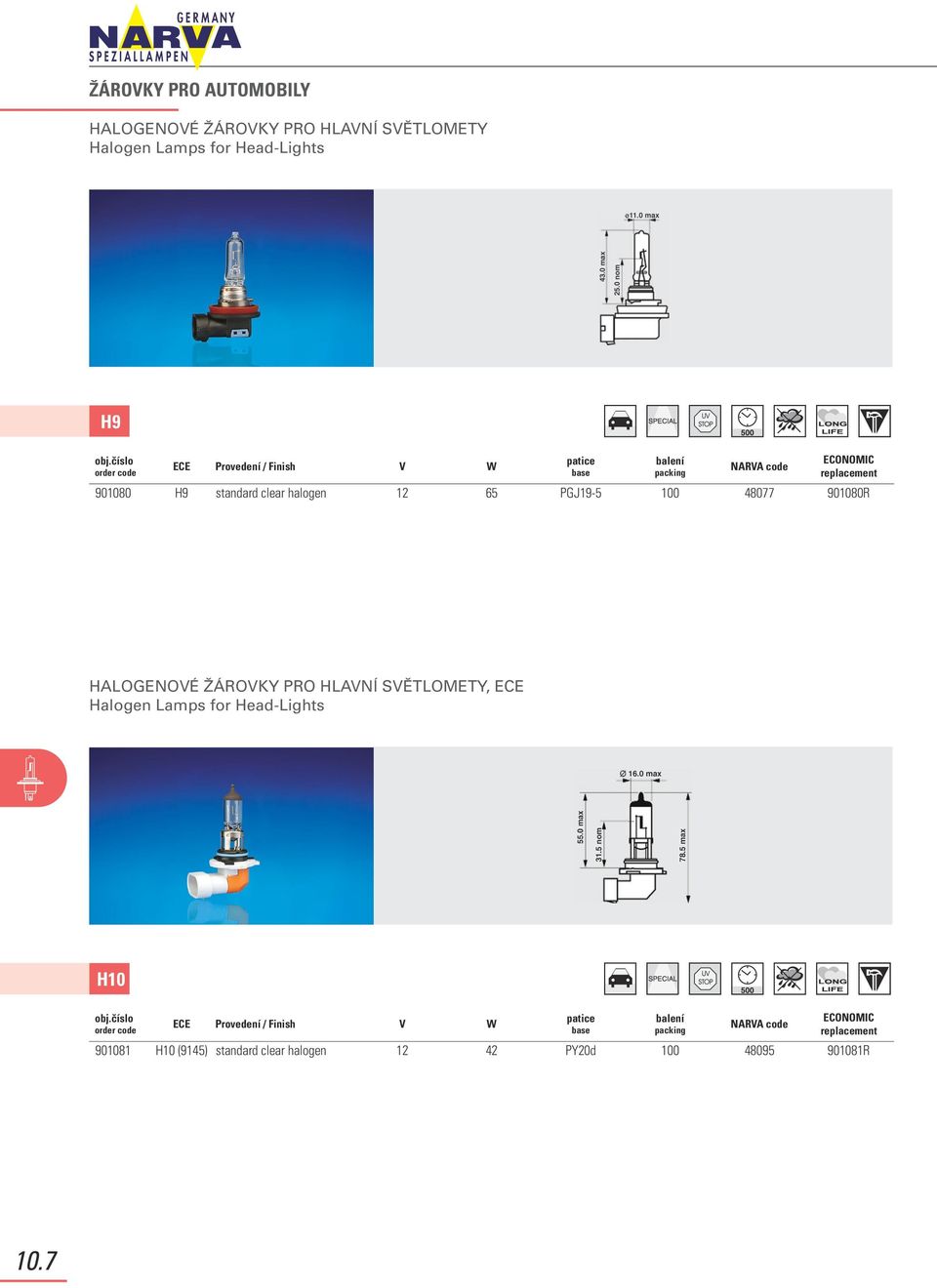 901080R HALOGENOVÉ ŽÁROVKY PRO HLAVNÍ SVĚTLOMETY, ECE Halogen Lamps for