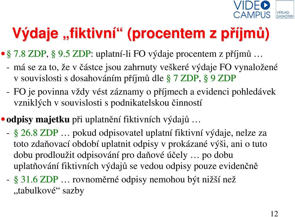 je povinna vždy vést záznamy o příjmech a evidenci pohledávek vzniklých v souvislosti s podnikatelskou činností odpisy majetku při uplatnění fiktivních výdajů - 26.