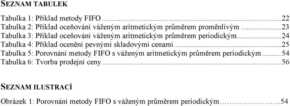 .. 23 Tabulka 3: Příklad oceňování váženým aritmetickým průměrem periodickým.