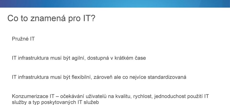 infrastruktura musí být flexibilní, zároveň ale co nejvíce