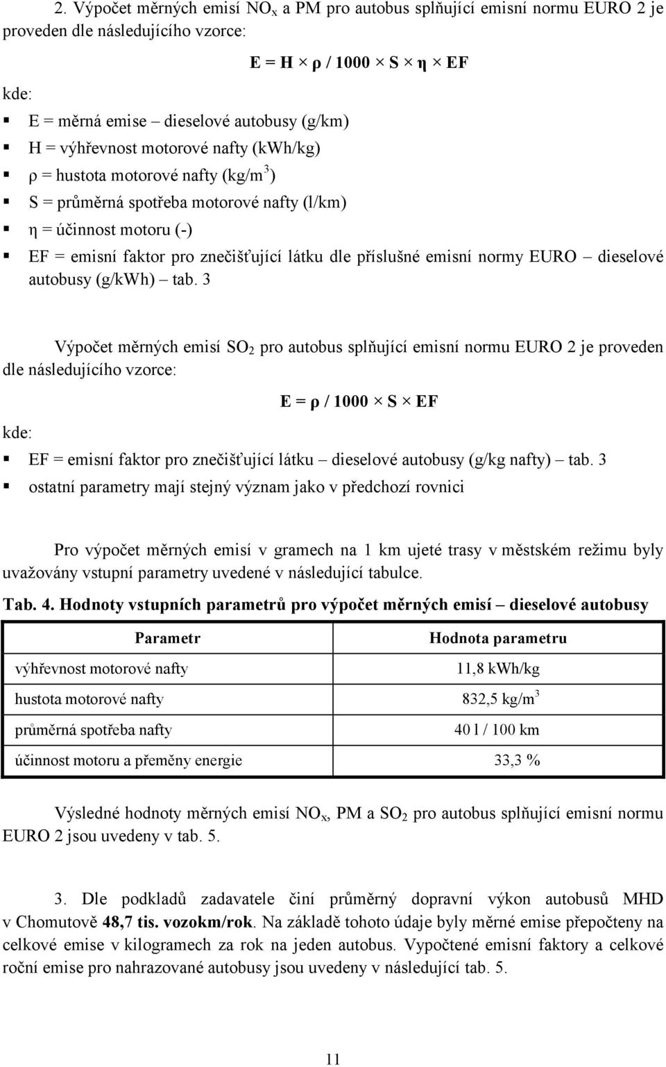 normy EURO dieselové autobusy (g/kwh) tab.