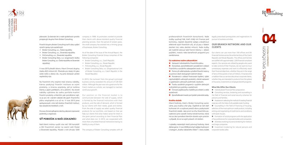 z. (organizační složka Broker Consulting, a.s. česká republika ve slovenské republice) V roce 2013 přesáhl obrat z hlavní činnosti skupiny částku 823 milionů Kč.