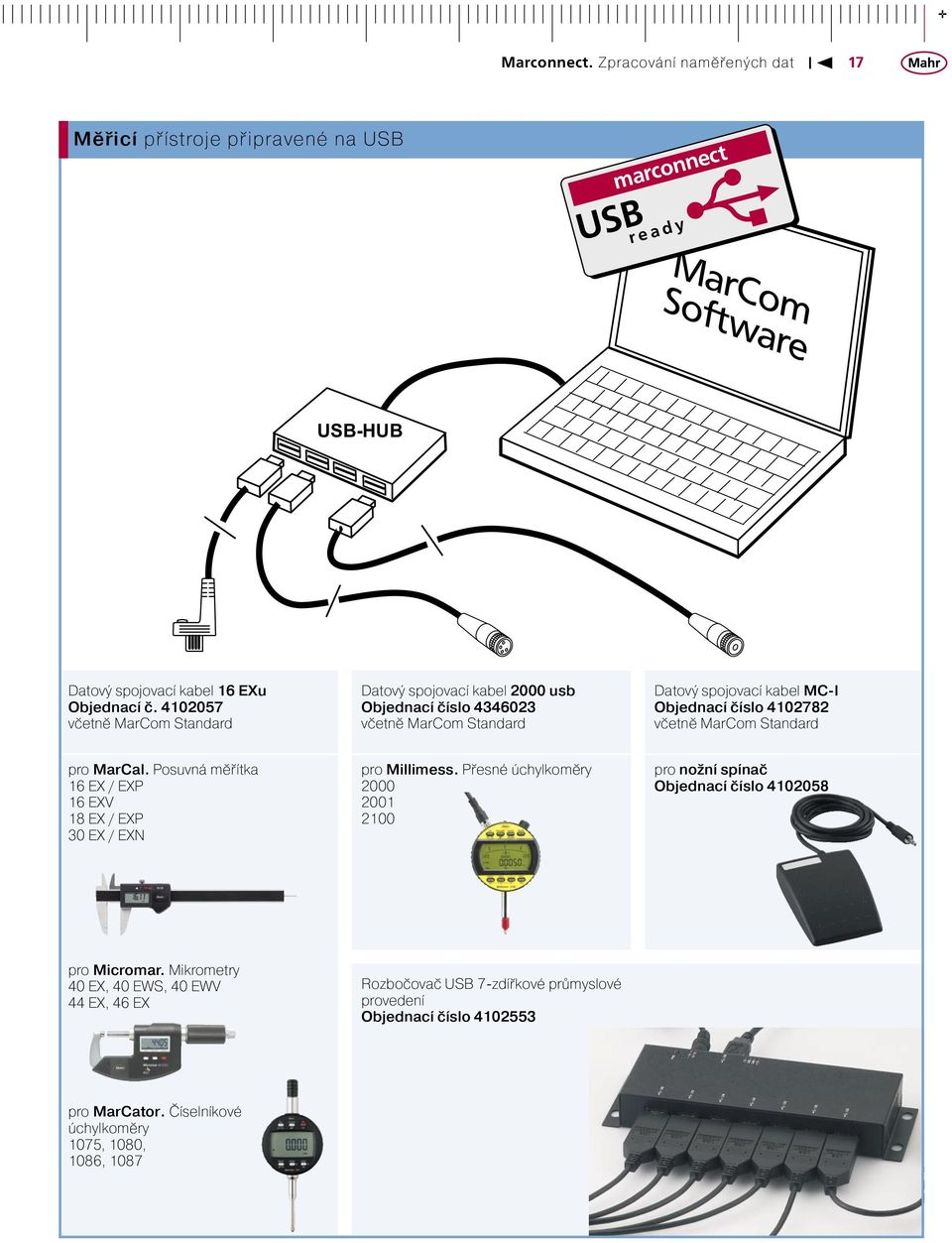 včetně MarCom Standard pro MarCal. Posuvná měřítka 16 EX / EXP 16 EXV 18 EX / EXP 30 EX / EXN pro Millimess.