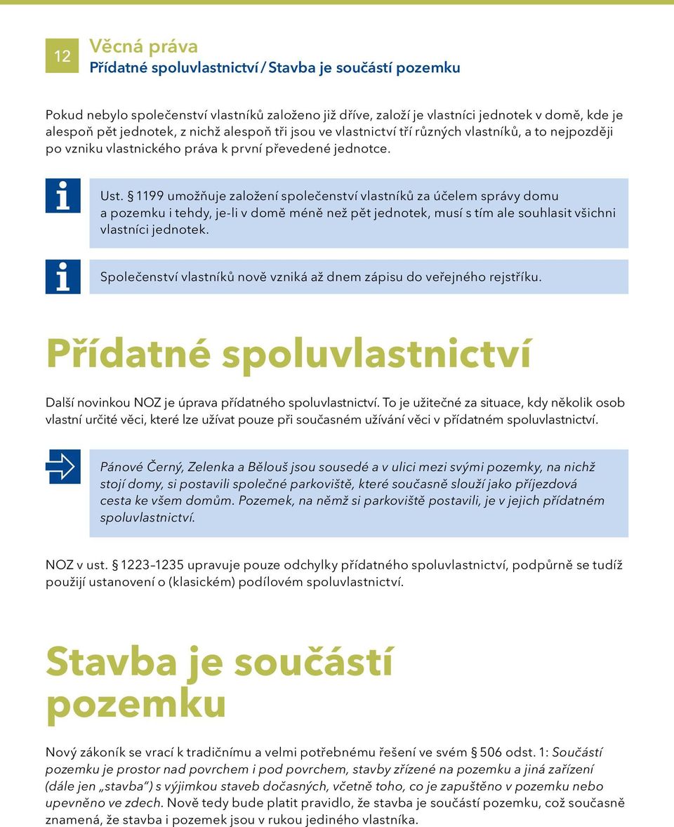 1199 umožňuje založení společenství vlastníků za účelem správy domu a pozemku i tehdy, je-li v domě méně než pět jednotek, musí s tím ale souhlasit všichni vlastníci jednotek.