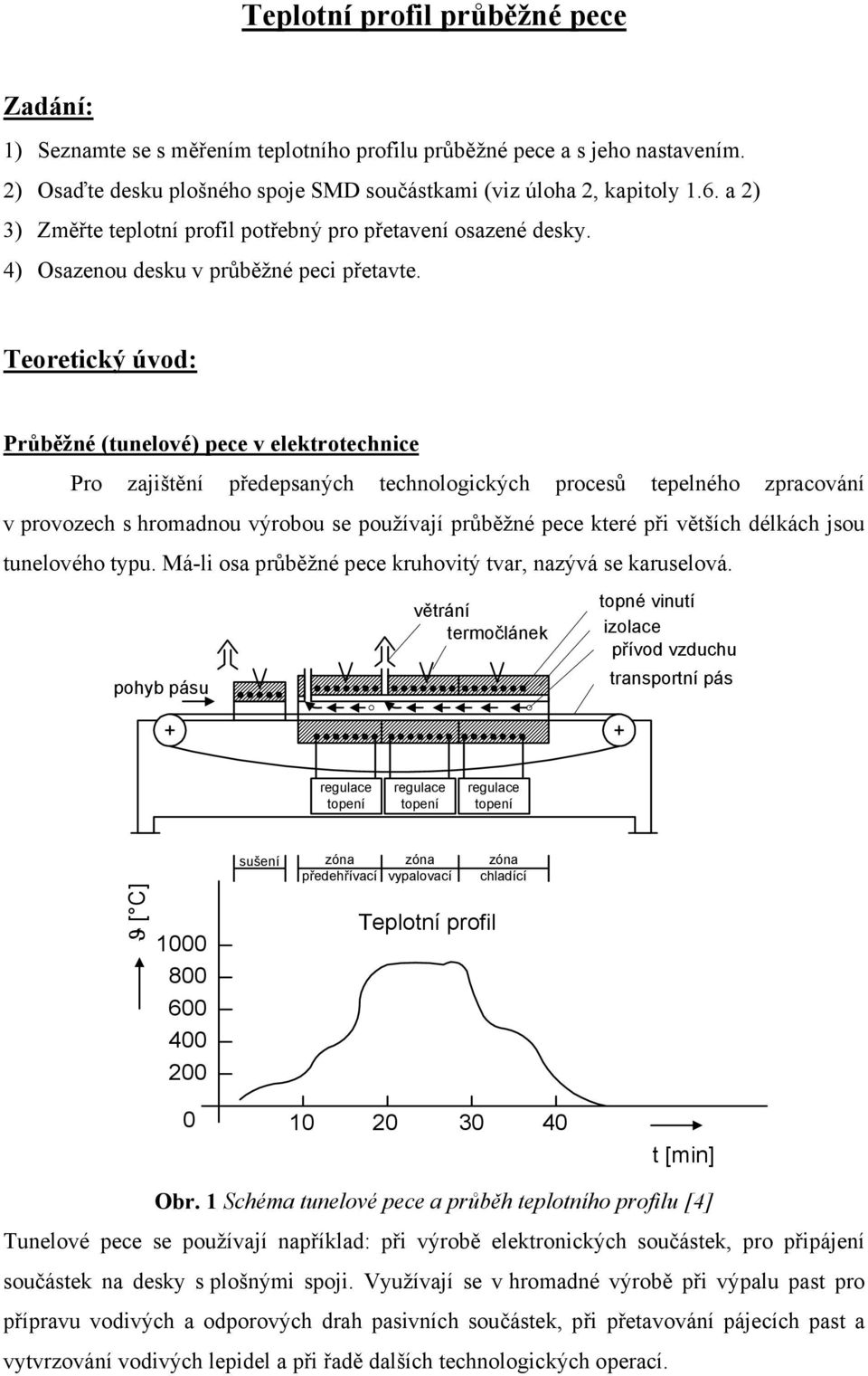 Teoretický úvod: Průběžné (tunelové) pece v elektrotechnice Pro zajištění předepsaných technologických procesů tepelného zpracování v provozech s hromadnou výrobou se používají průběžné pece které