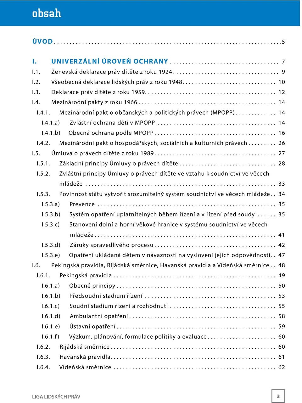 .. 14 I.4.1.b) Obecná ochrana podle MPOPP... 16 I.4.2. Mezinárodní pakt o hospodářských, sociálních a kulturních právech... 26 I.5. Úmluva o právech dítěte z roku 1989... 27 I.5.1. Základní principy Úmluvy o právech dítěte.