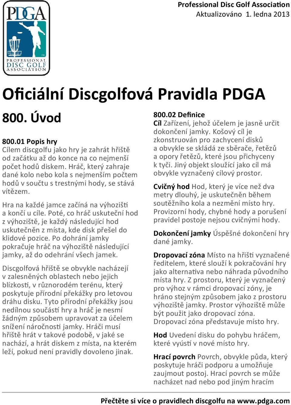 Oficiální pravidla discgolfu - PDF Stažení zdarma
