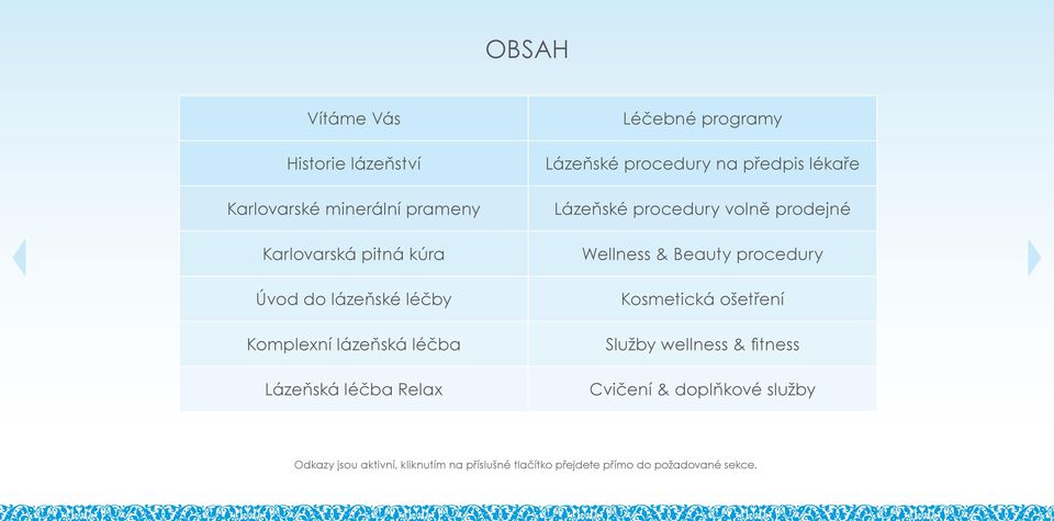 Lázeňské procedury volně prodejné Wellness & Beauty procedury Kosmetická ošetření Služby wellness & fitness