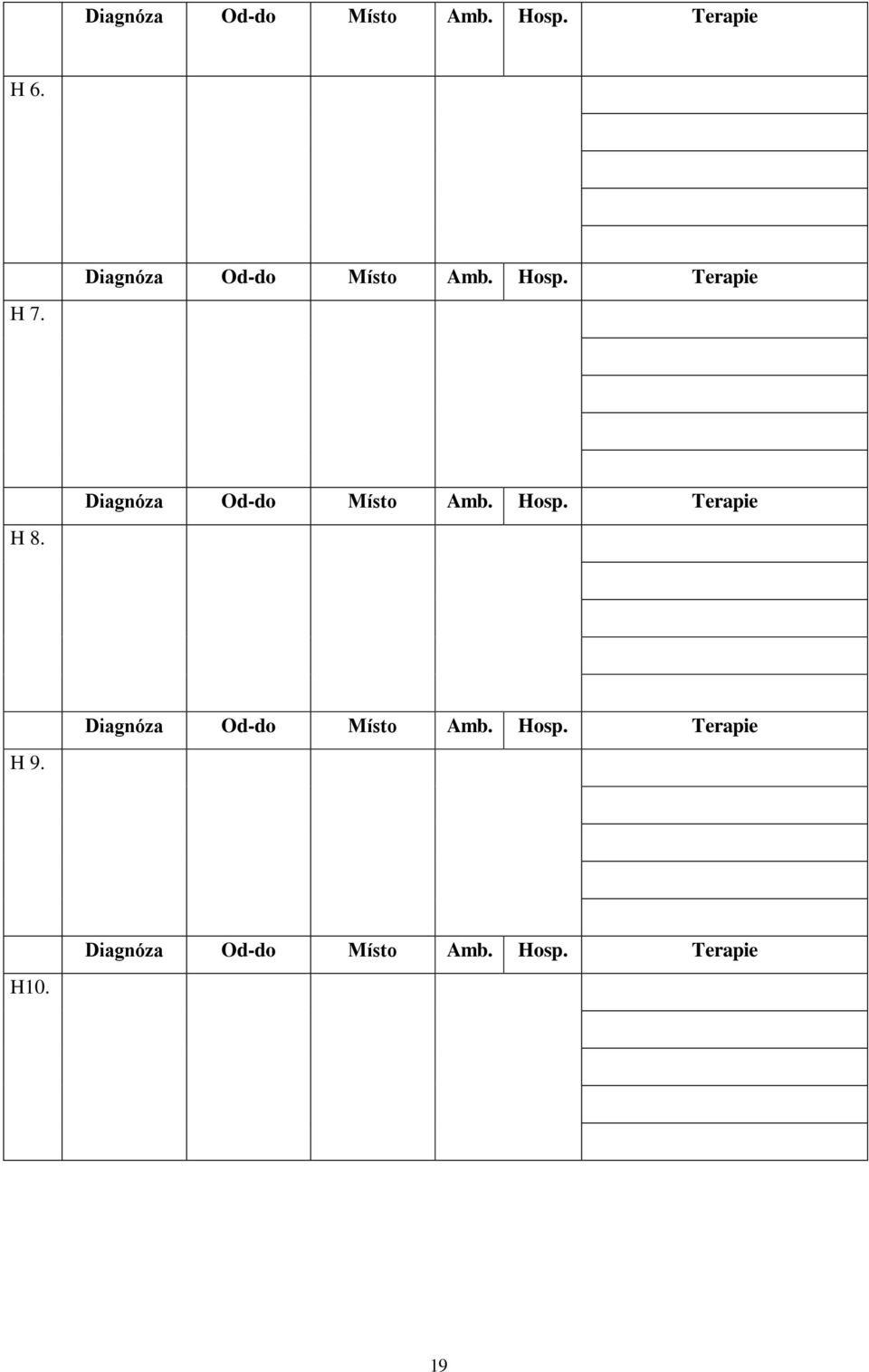 Diagnóza Od-do Místo Amb. Hosp. Terapie H 8.