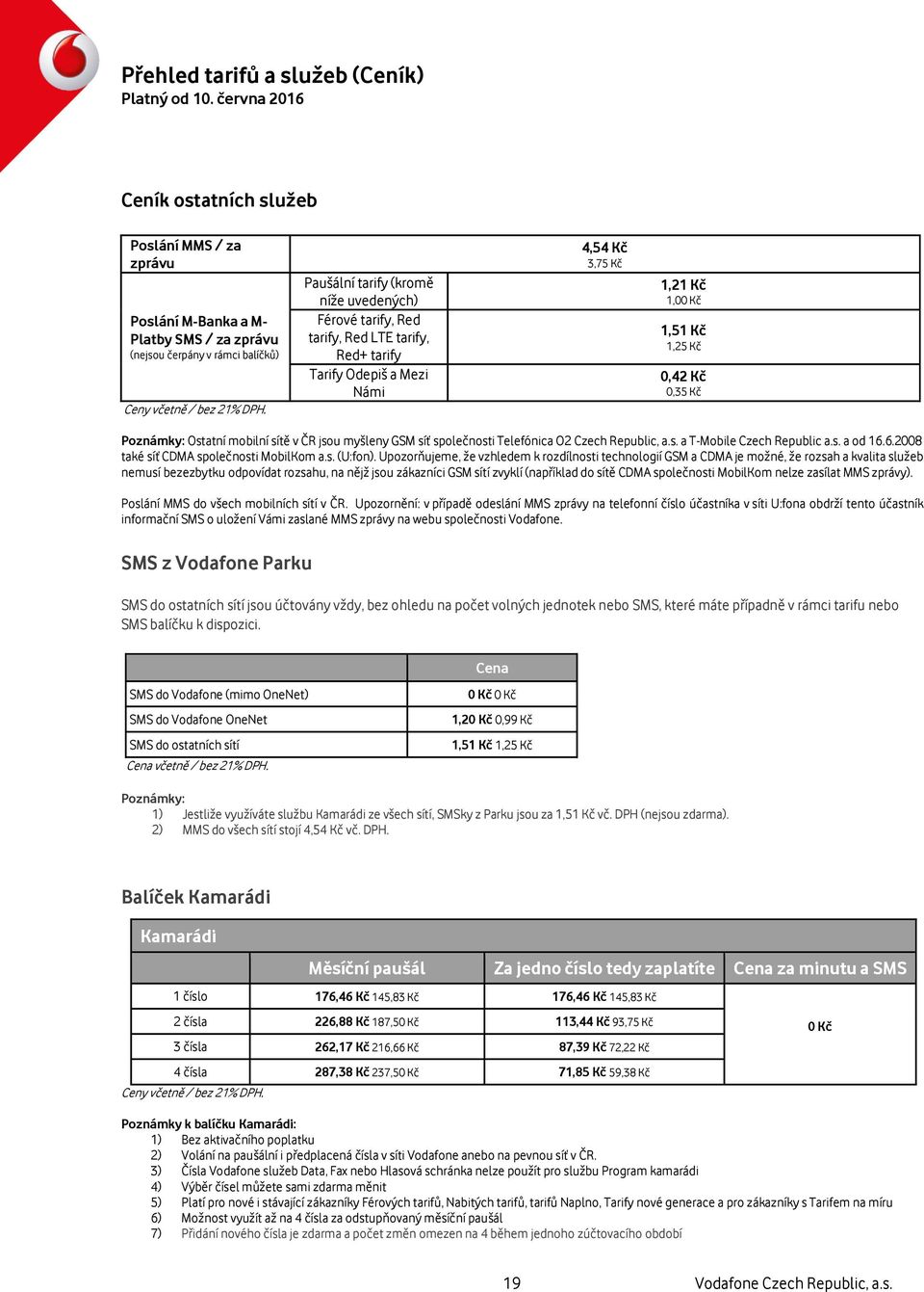 Republic, a.s. a T-Mobile Czech Republic a.s. a od 16.6.2008 také síť CDMA společnosti MobilKom a.s. (U:fon).