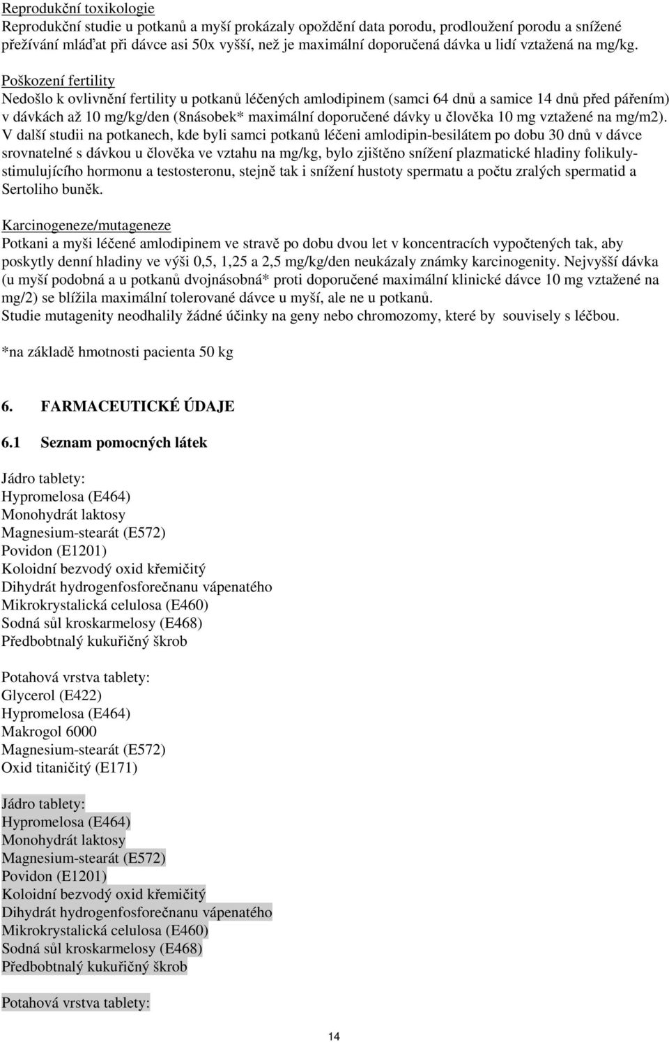Poškození fertility Nedošlo k ovlivnění fertility u potkanů léčených amlodipinem (samci 64 dnů a samice 14 dnů před pářením) v dávkách až 10 mg/kg/den (8násobek* maximální doporučené dávky u člověka