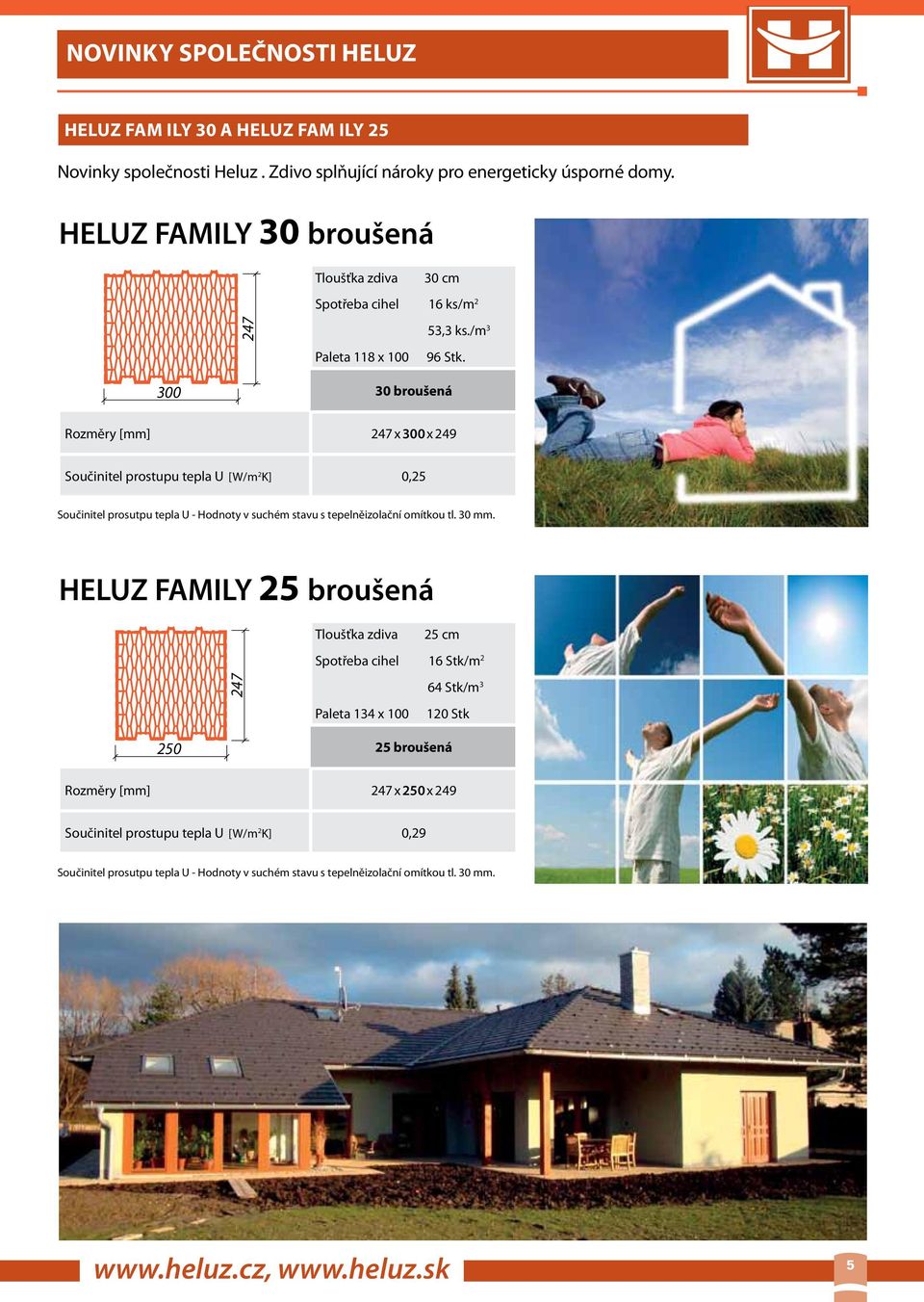 HELUZ FAMILY 30 broušená 30 cm Spotřeba cihel 16 ks/m 2 Paleta 118 x 100 53,3 ks./m 3 96 Stk.