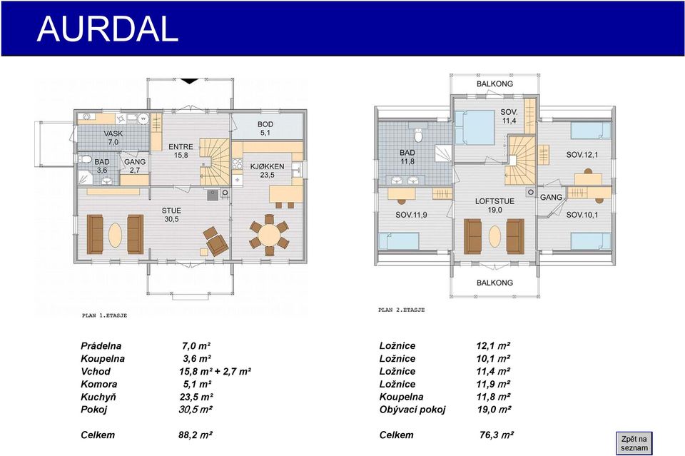 Ložnice 12,1 m² Ložnice 10,1 m² Ložnice 11,4 m² Ložnice 11,9