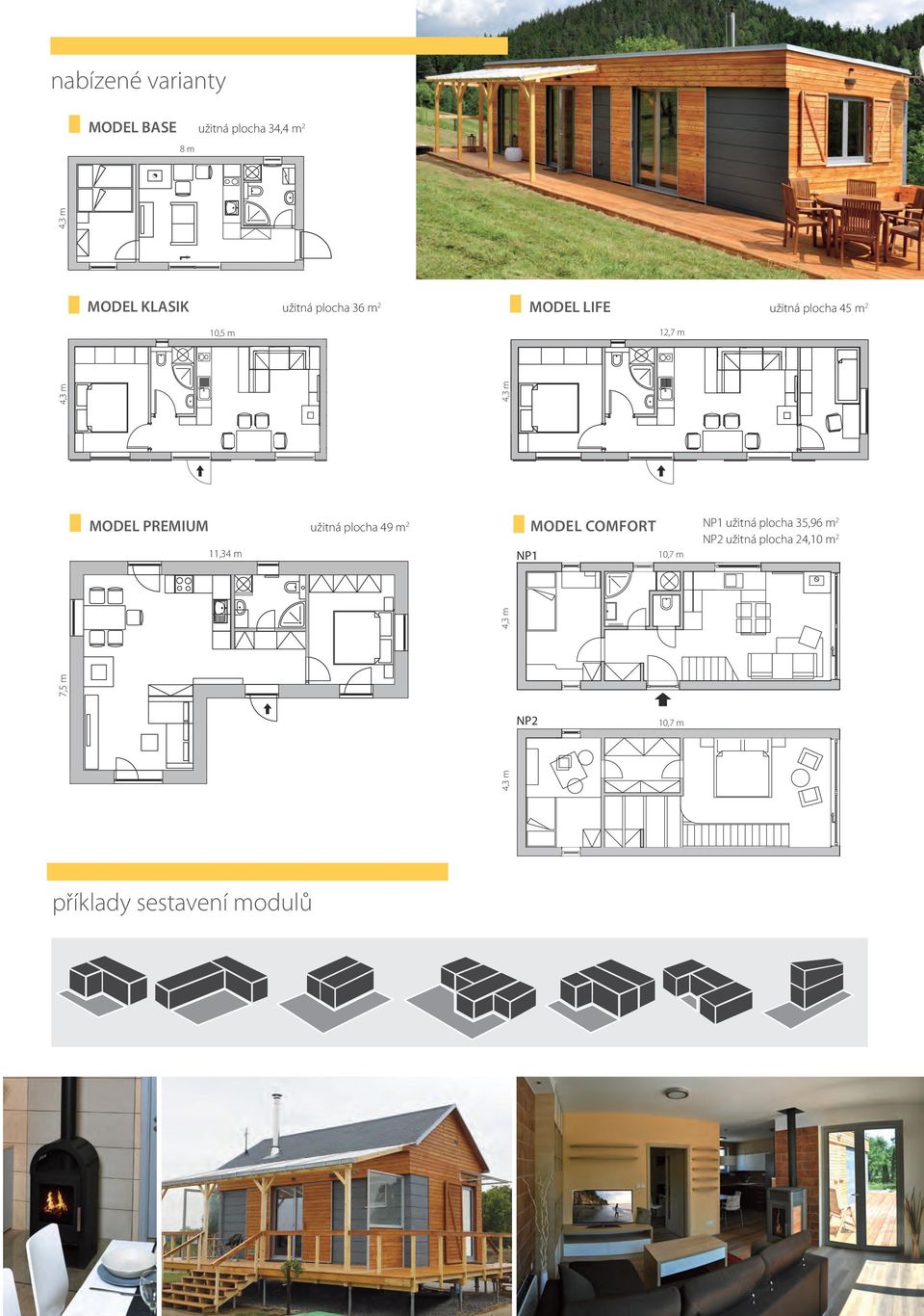 MODEL LIFE užitná plocha 45 m 2 MODEL COMFORT 12,7 m 10,7 m NP1 užitná