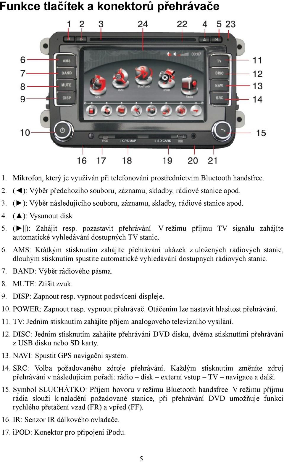 V režimu příjmu TV signálu zahájíte automatické vyhledávání dostupných TV stanic. 6.