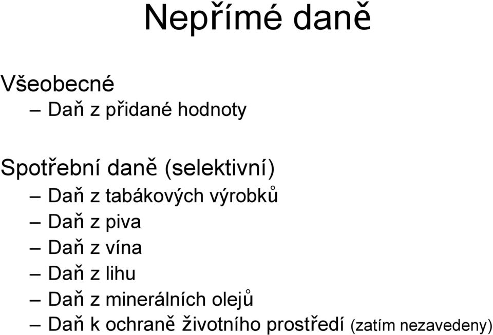 výrobků Daň z piva Daň z vína Daň z lihu Daň z