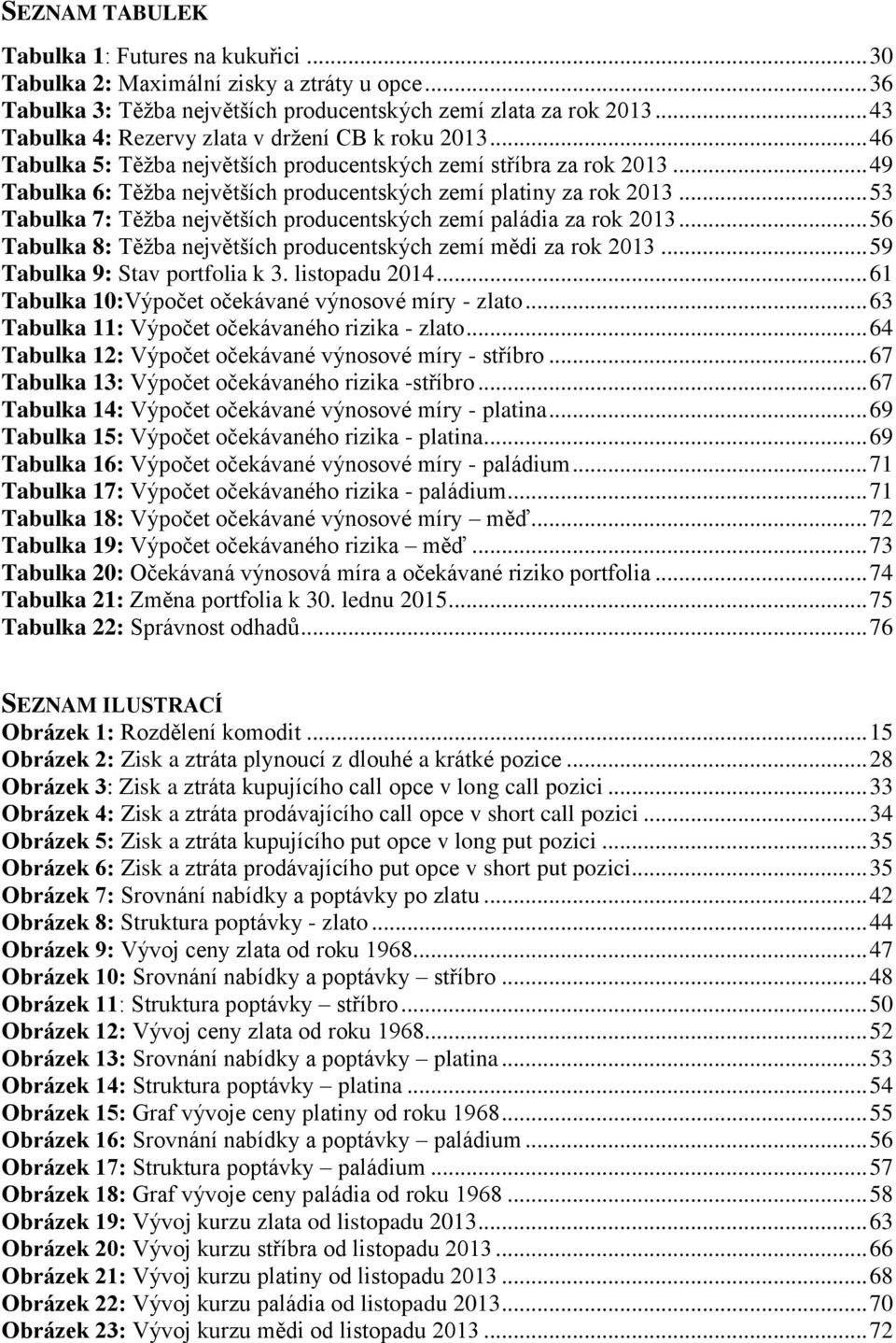 .. 49 Tabulka 6: Těžba největších producentských zemí platiny za rok 2013... 53 Tabulka 7: Těžba největších producentských zemí paládia za rok 2013.