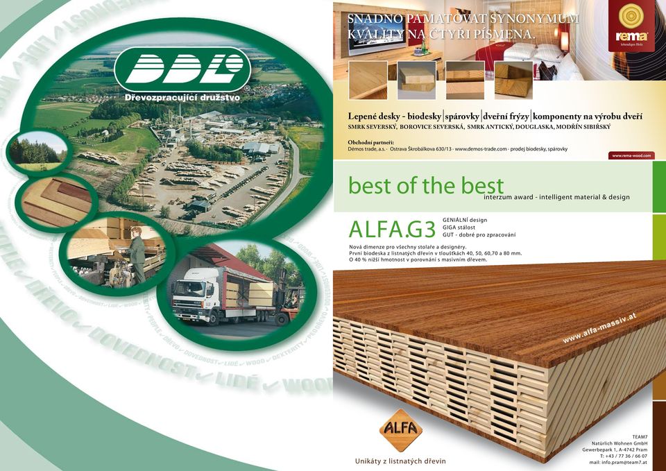 demos-trade.com prodej biodesky, spárovky best of the best interzum award - intelligent material & design ALFA.