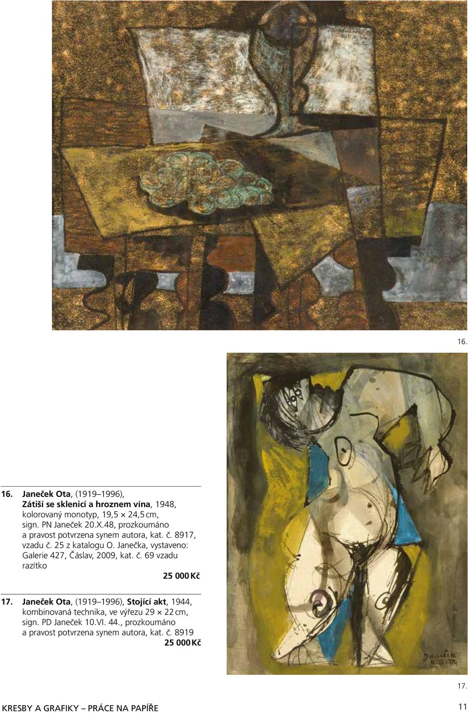 Janečka, vystaveno: Galerie 427, Čáslav, 2009, kat. č. 69 vzadu razítko 25 000 Kč 17.