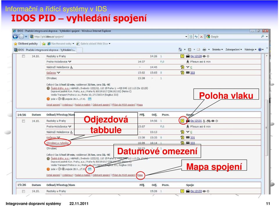 Datumové omezení Mapa spojení