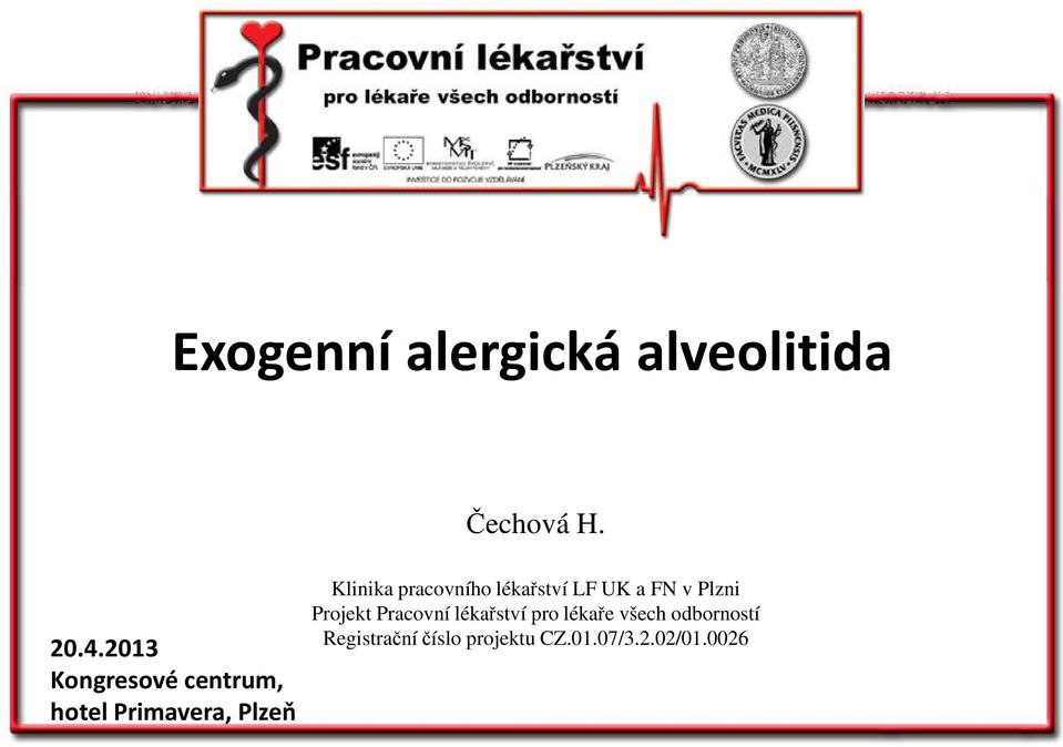 pracovního lékařství LF UK a FN v Plzni Projekt Pracovní