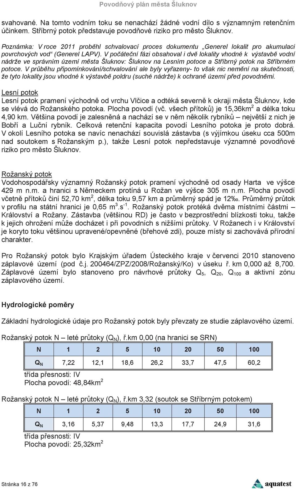 V poátení fázi obsahoval i dv lokality vhodné k výstavb vodní nádrže ve správním území msta Šluknov: Šluknov na Lesním potoce a Stíbrný potok na Stíbrném potoce.