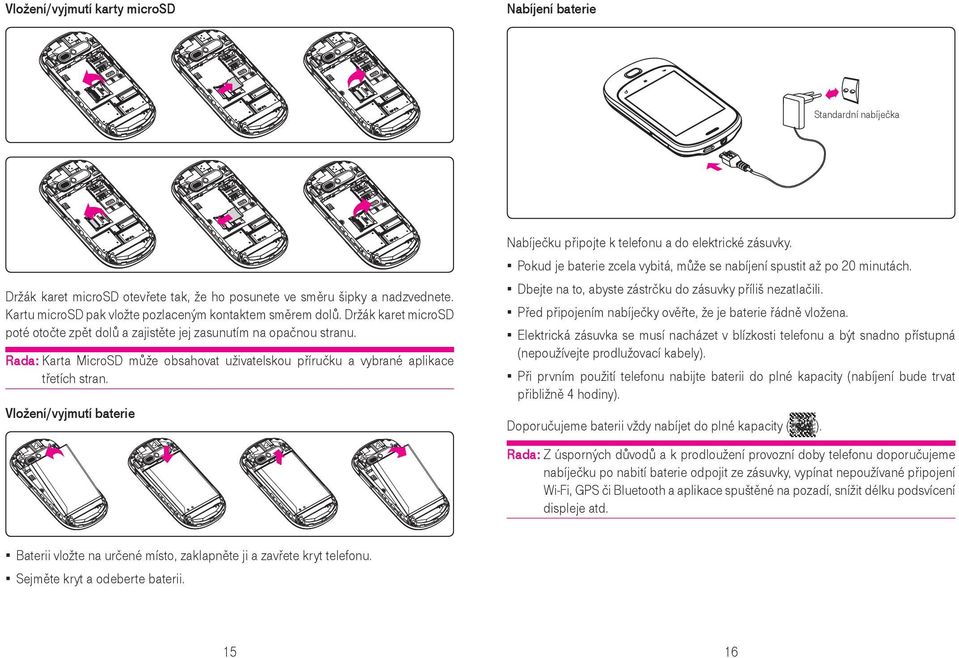 Držák karet microsd poté otočte zpět dolů a zajistěte jej zasunutím na opačnou stranu. Rada: Karta MicroSD může obsahovat uživatelskou příručku a vybrané aplikace třetích stran.