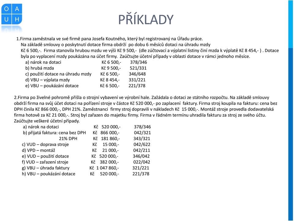 Firma stanovila hrubou mzdu ve výši Kč 9 500,- (dle zúčtovací a výplatní listiny činí mzda k výplatě Kč 8 454,- ). Dotace byla po vyplacení mzdy poukázána na účet firmy.