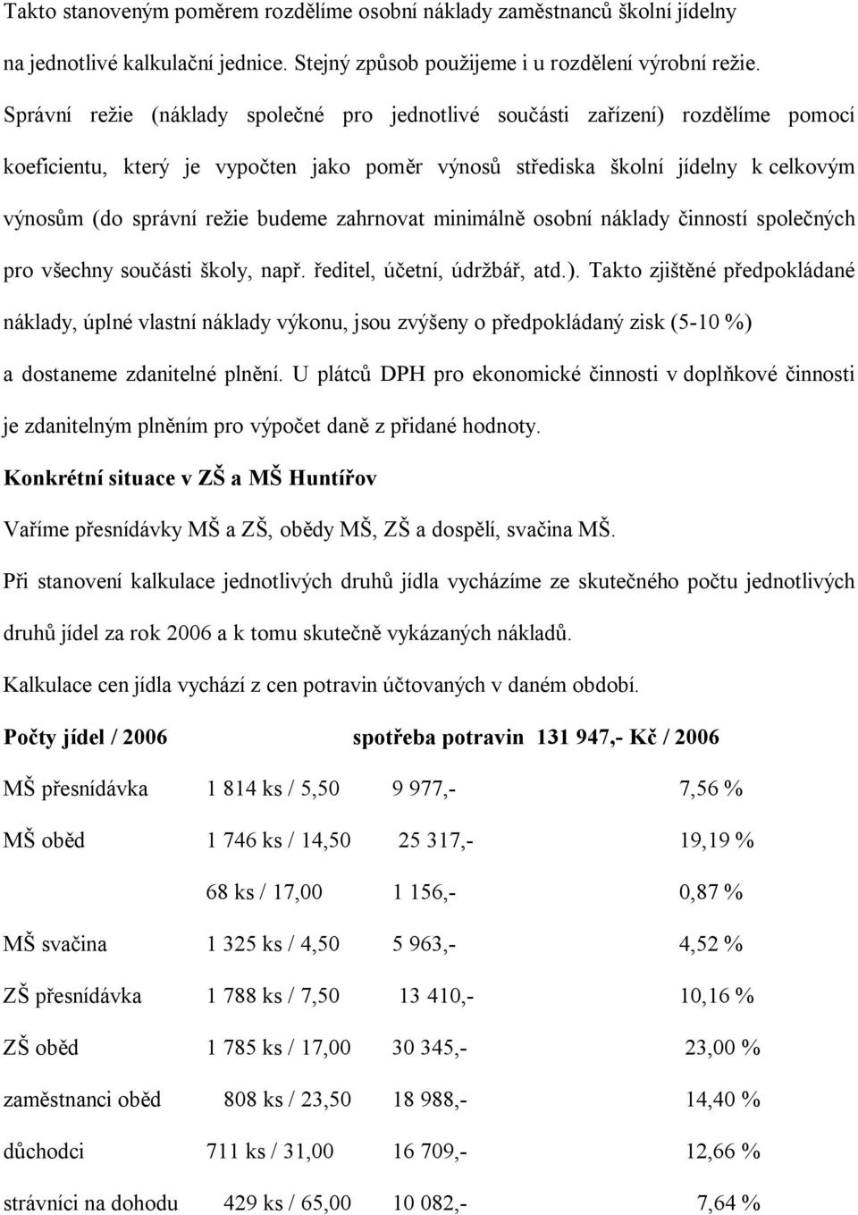 budeme zahrnovat minimálně osobní náklady činností společných pro všechny součásti školy, např. ředitel, účetní, údržbář, atd.).