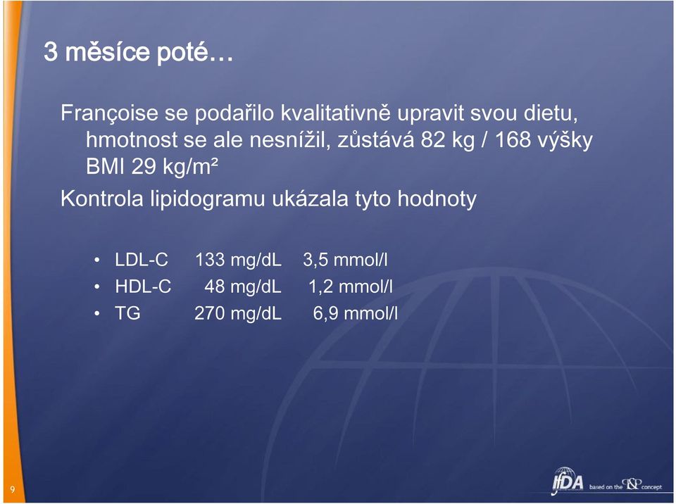 29 kg/m² Kontrola lipidogramu ukázala tyto hodnoty LDL-C 133