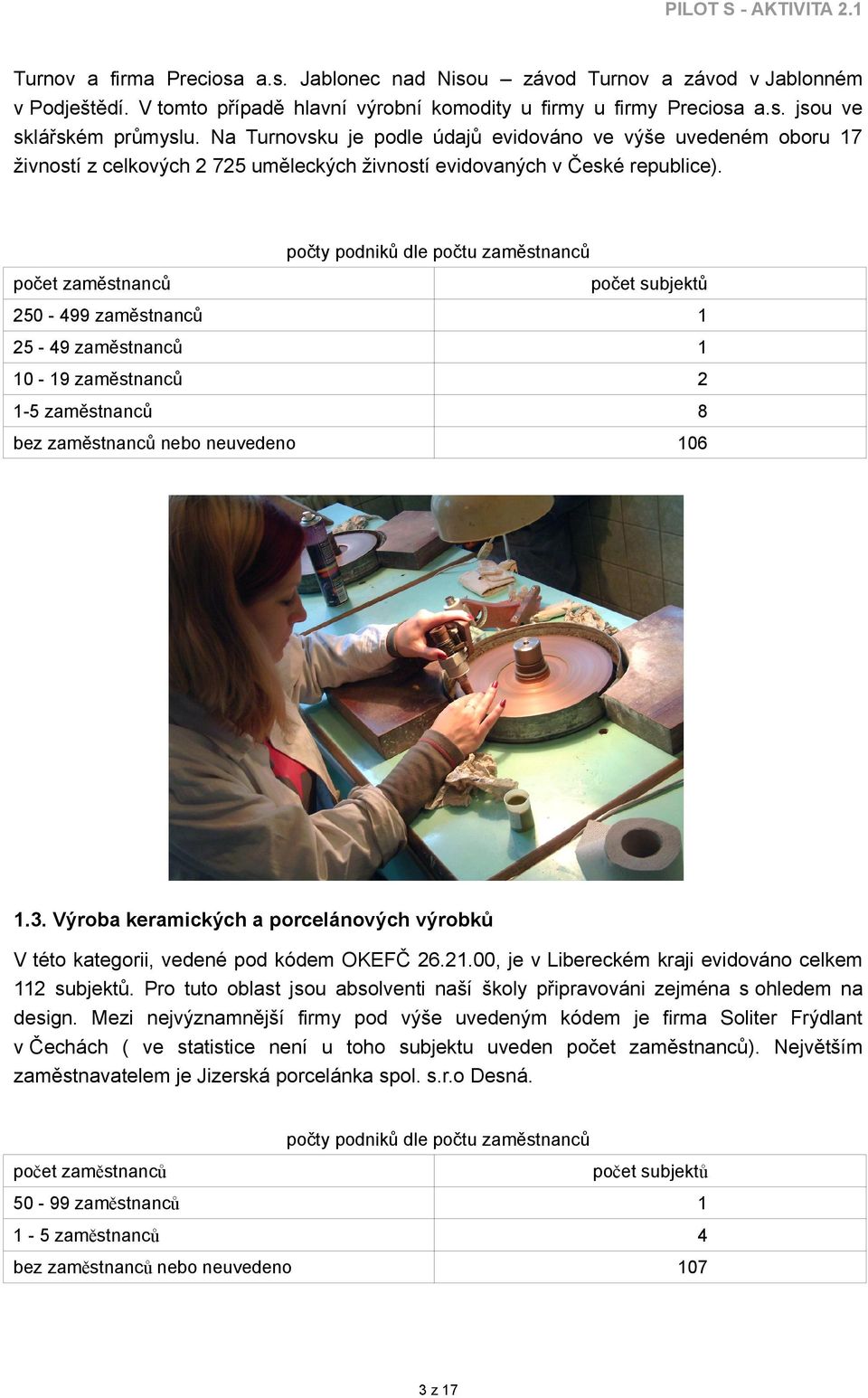 počty podniků dle počtu zaměstnanců počet zaměstnanců počet subjektů 50-99 zaměstnanců 5-9 zaměstnanců 0-9 zaměstnanců -5 zaměstnanců 8 bez zaměstnanců nebo neuvedeno 06.3.