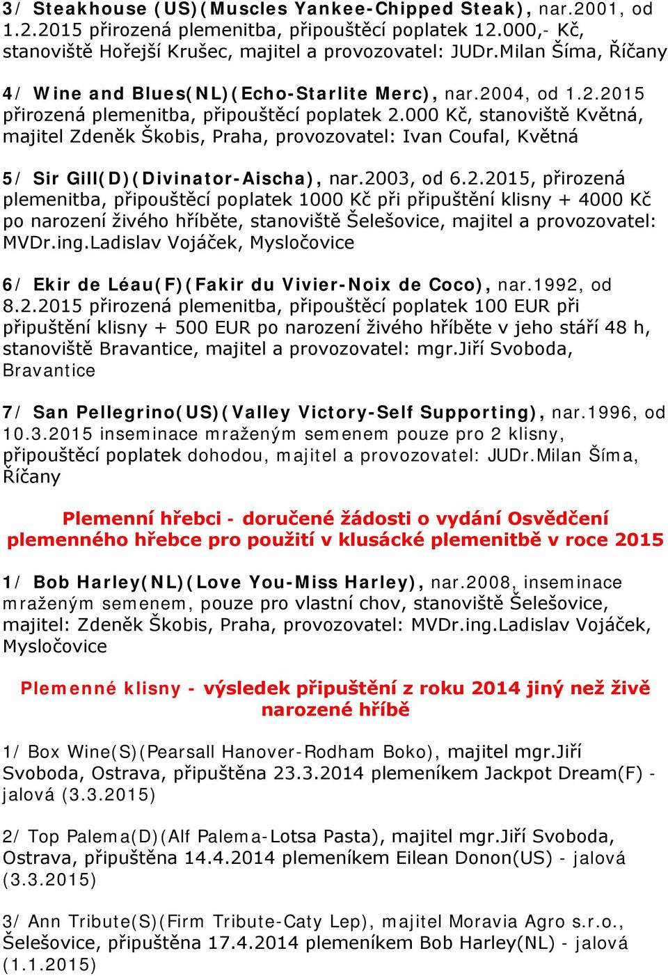 000 Kč, stanoviště Květná, majitel Zdeněk Škobis, Praha, provozovatel: Ivan Coufal, Květná 5/ Sir Gill(D)(Divinator-Aischa), nar.20