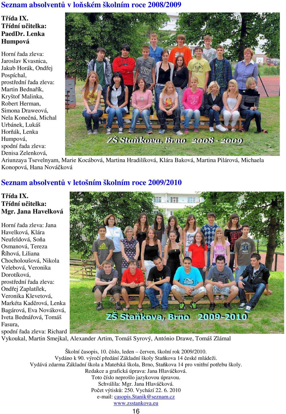 Urbánek, Lukáš Horňák, Lenka Humpová, spodní řada zleva: Denisa Zelenková, Ariunzaya Tsevelnyam, Marie Kocábová, Martina Hradilíková, Klára Baková, Martina Pilárová, Michaela Konopová, Hana Nováčková