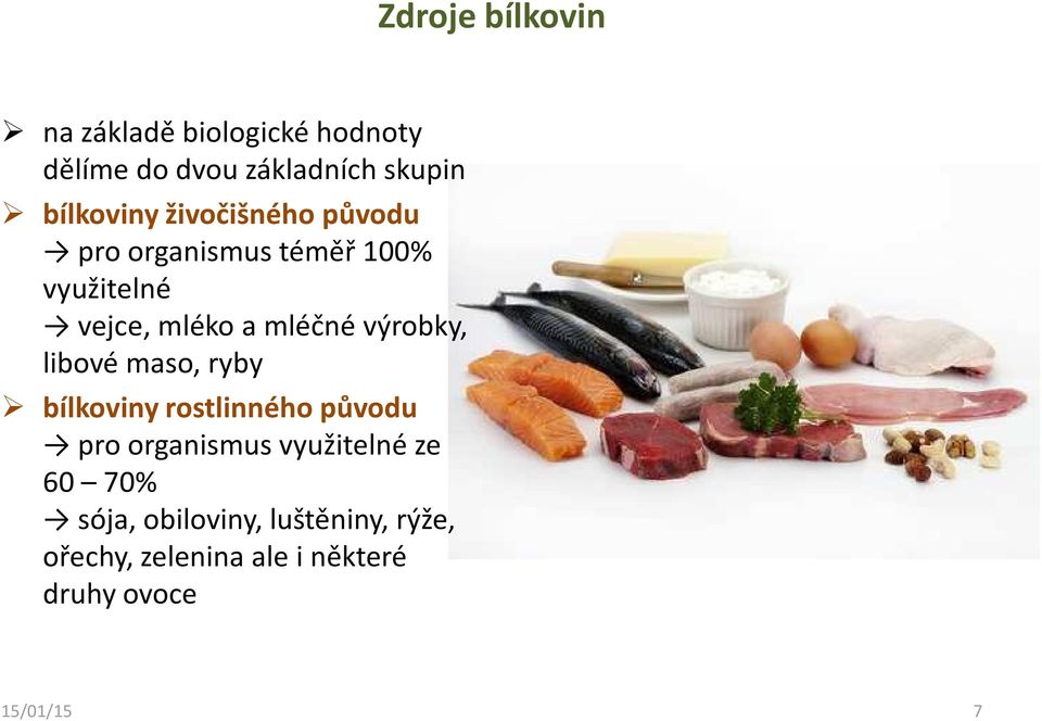 mléčné výrobky, libové maso, ryby bílkoviny rostlinného původu pro organismus