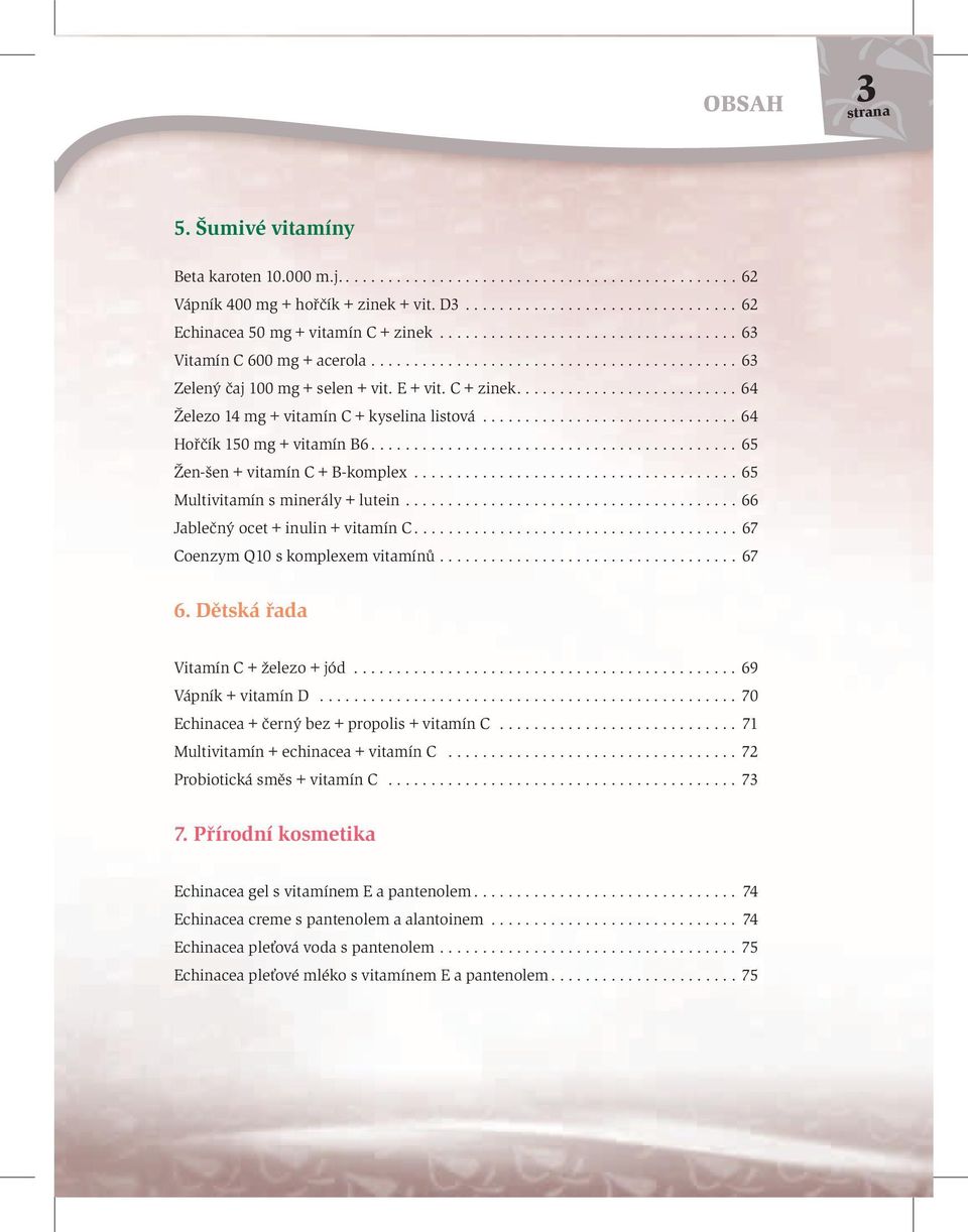 ......................... 64 Železo 14 mg + vitamín C + kyselina listová.............................. 64 Hořčík 150 mg + vitamín B6........................................... 65 Žen-šen + vitamín C + B-komplex.