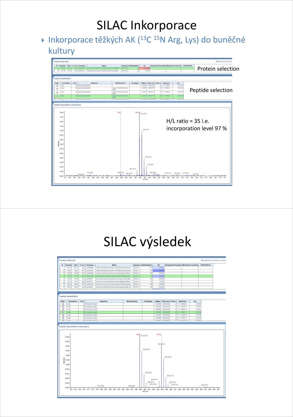 Protein selection Peptide selection H/L