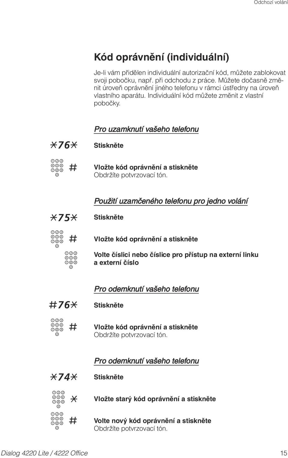 *76* z# Pro uzamknut vašeho telefonu Vložte kód oprávněn a stiskněte Obdržte potvrzovac tón.