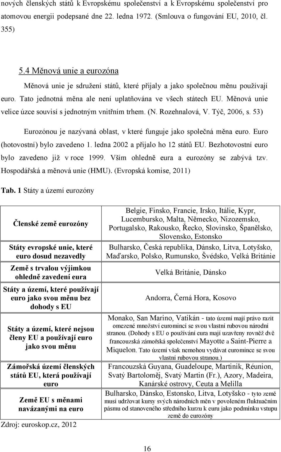 Měnová unie velice úzce souvisí s jednotným vnitřním trhem. (N. Rozehnalová, V. Týč, 2006, s. 53) Eurozónou je nazývaná oblast, v které funguje jako společná měna euro.