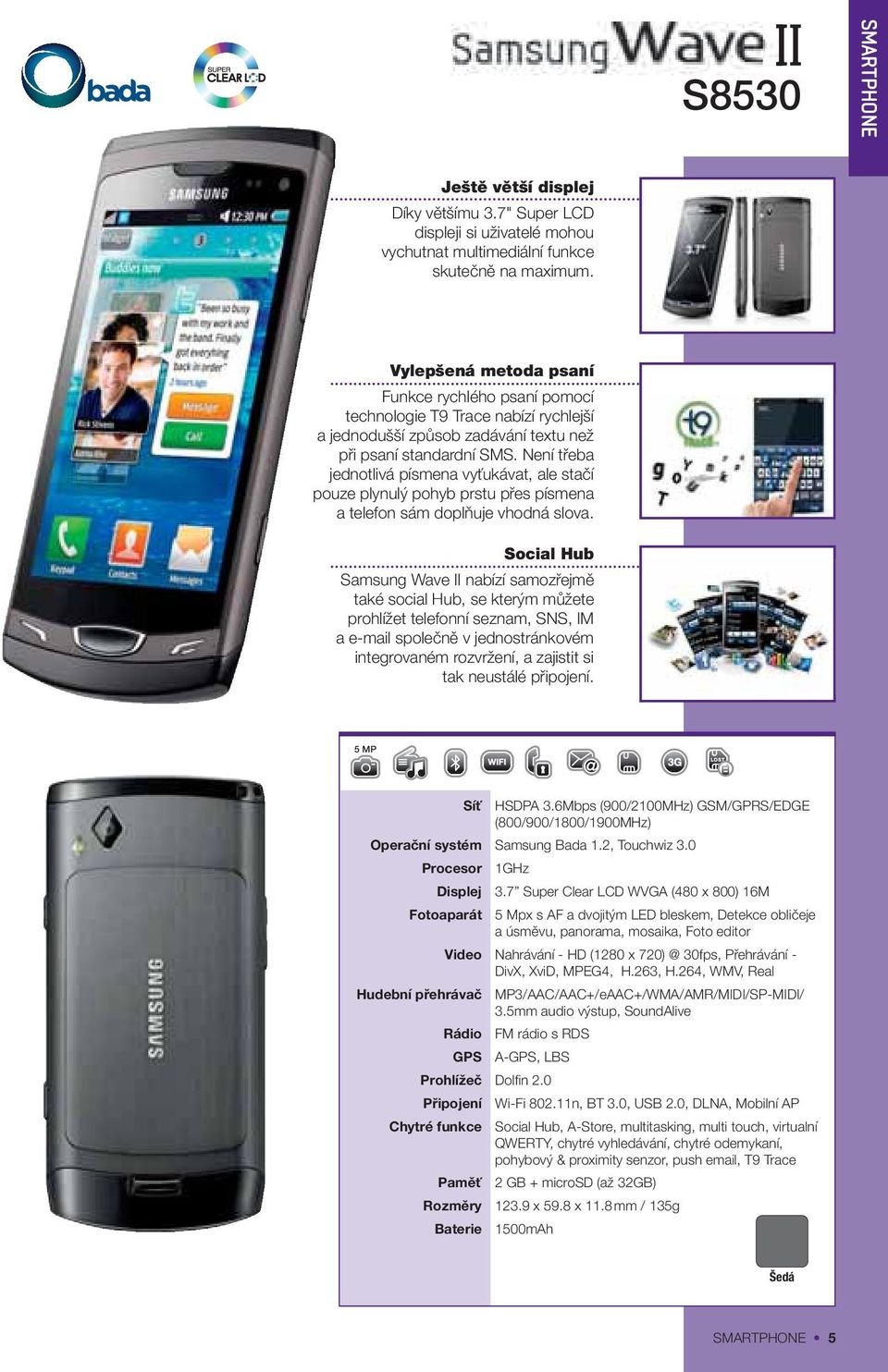 Není třeba jednotlivá písmena vyťukávat, ale stačí pouze plynulý pohyb prstu přes písmena a telefon sám doplňuje vhodná slova.