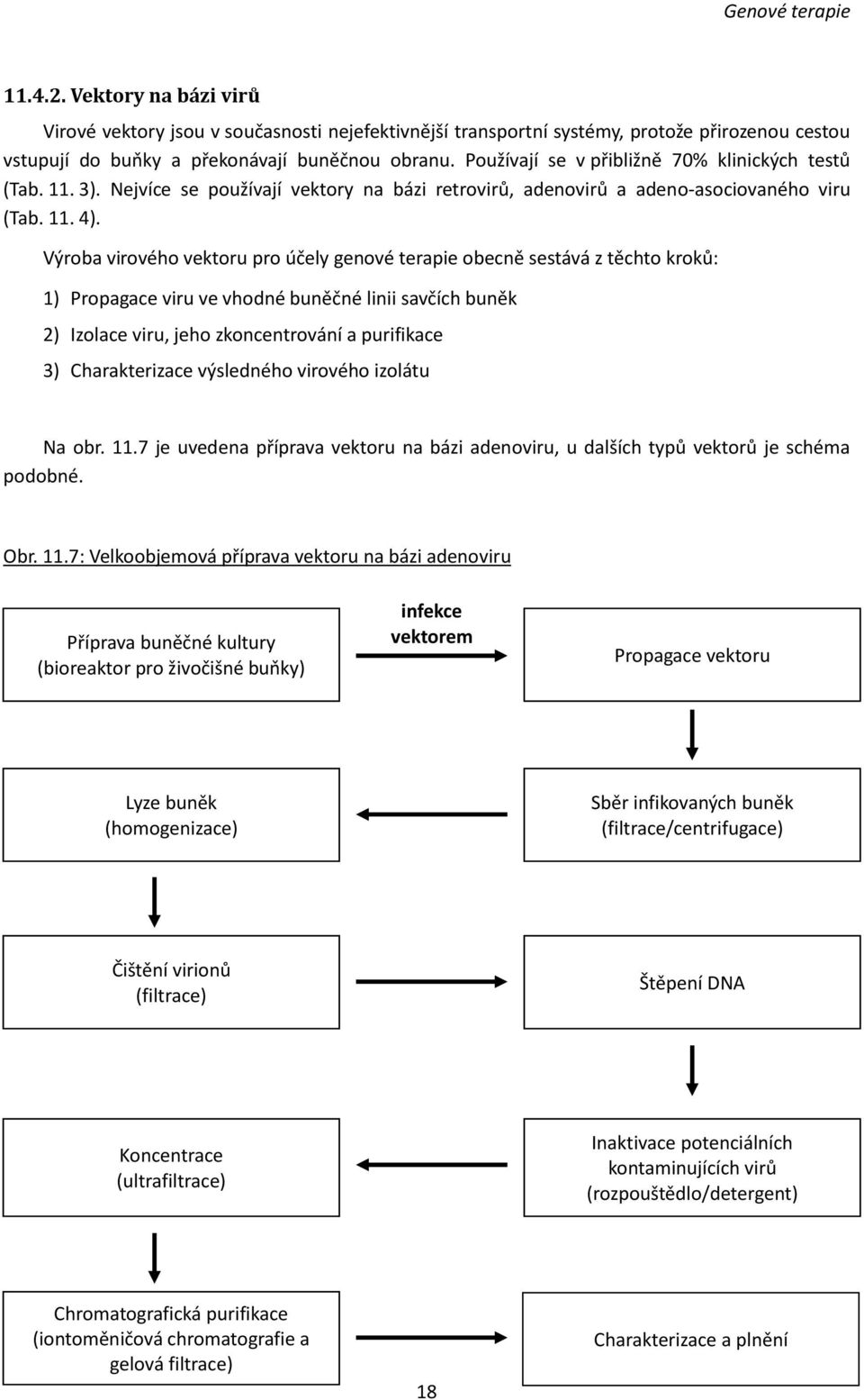 Výroba virového vektoru pro účely genové terapie obecně sestává z těchto kroků: 1) Propagace viru ve vhodné buněčné linii savčích buněk 2) Izolace viru, jeho zkoncentrování a purifikace 3)