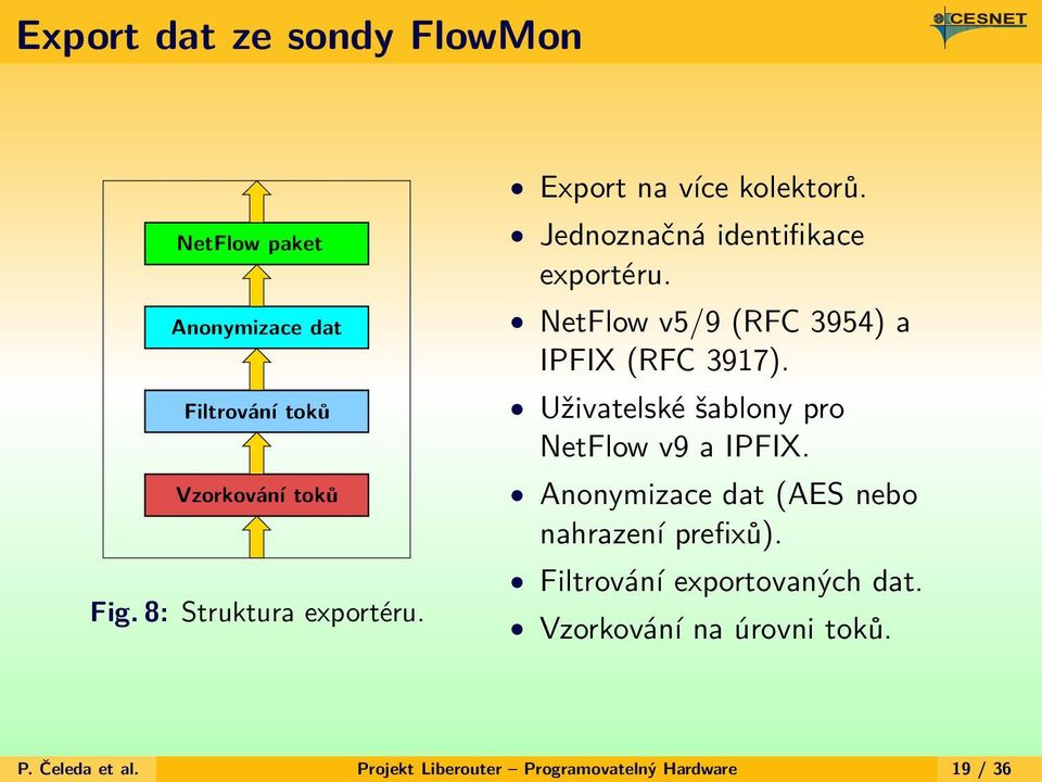 NetFlow v5/9 (RFC 3954) a IPFIX (RFC 3917). Uživatelské šablony pro NetFlow v9 a IPFIX.