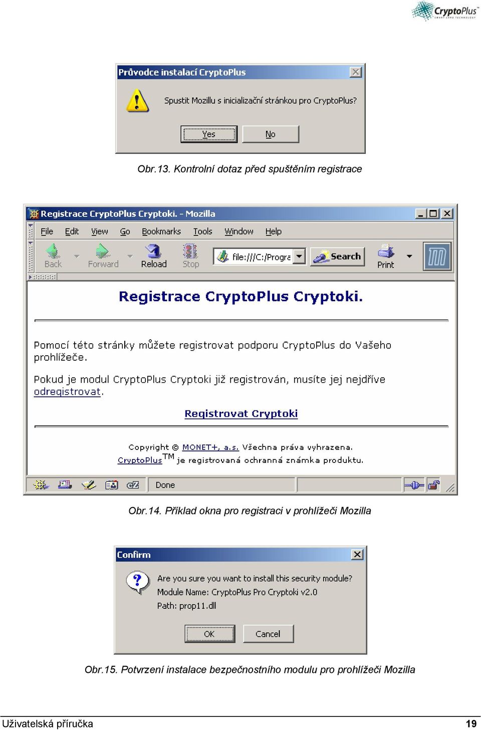 Příklad okna pro registraci v prohlížeči Mozilla