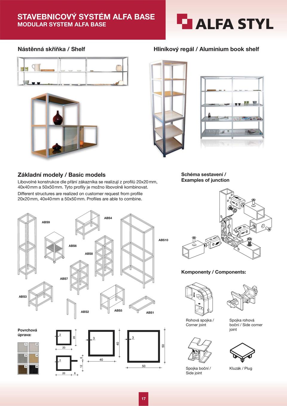 Different structures are realized on customer request from profi le 20x20 mm, 40x40 mm a 50x50 mm. Profi les are able to combine.