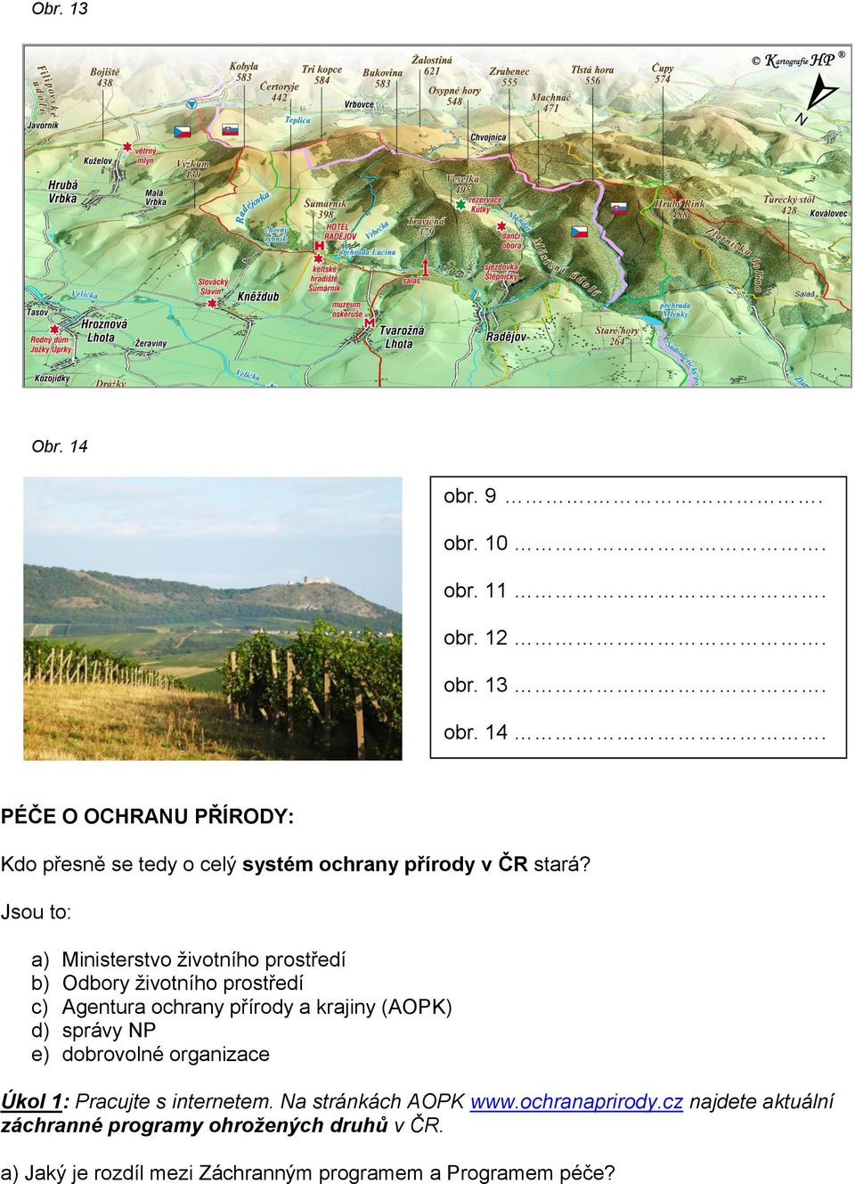 správy NP e) dobrovolné organizace Úkol 1: Pracujte s internetem. Na stránkách AOPK www.ochranaprirody.