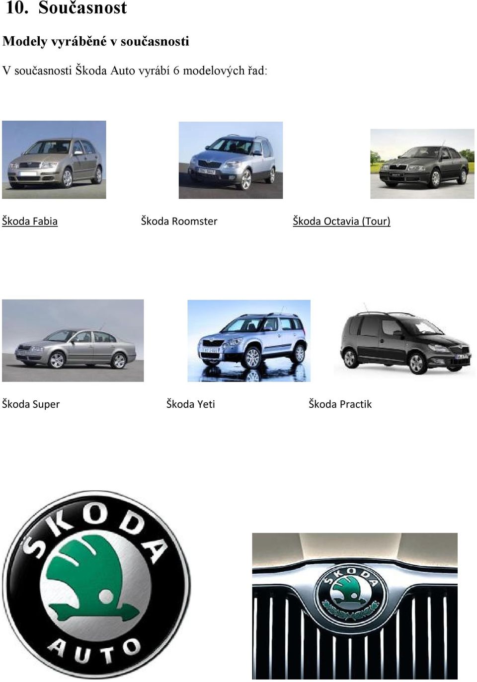 řad: Škoda Fabia Škoda Roomster Škoda