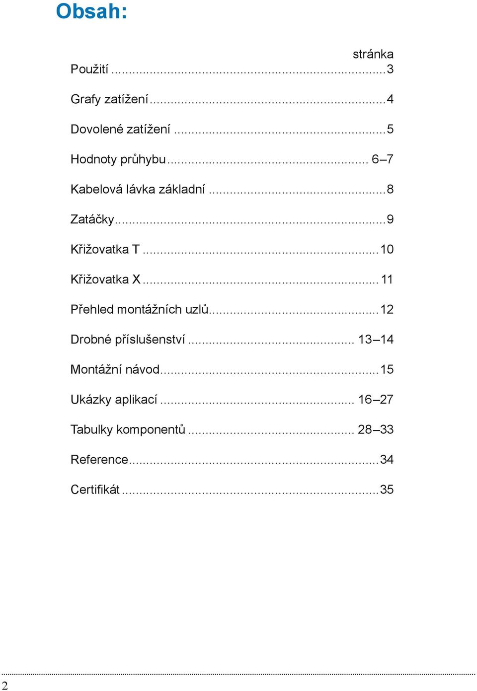 .. 11 Přehled montážních uzlů...12 Drobné příslušenství... 13 14 Montážní návod.