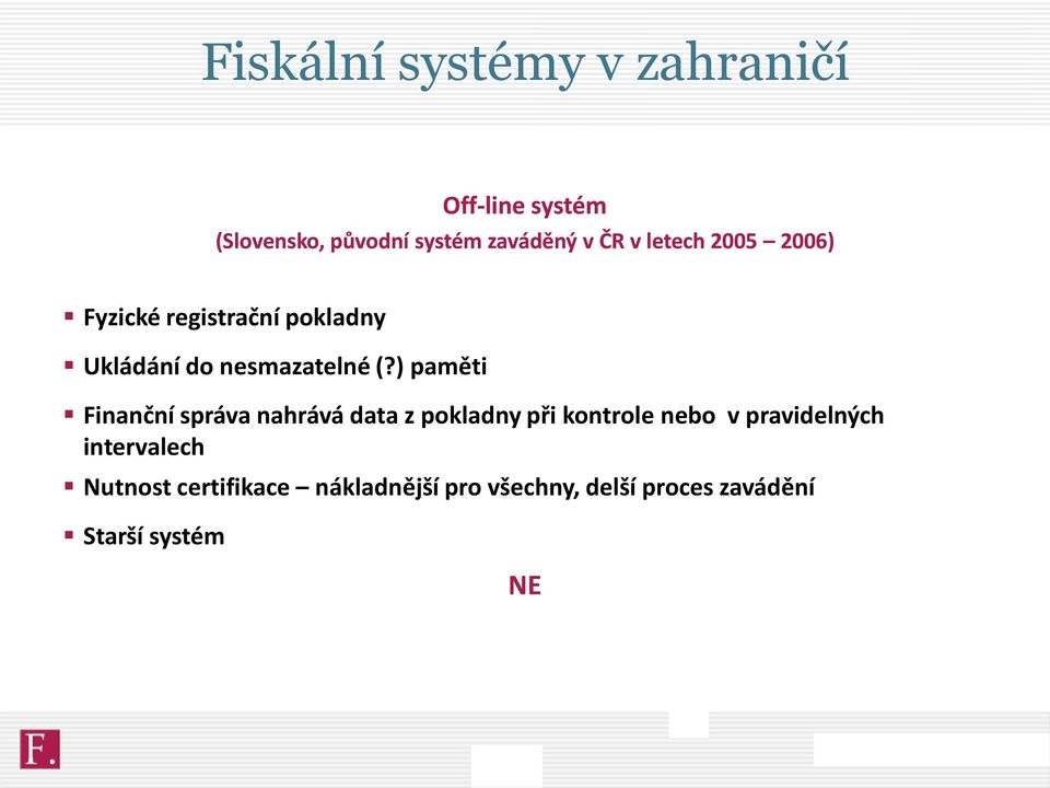 ) paměti Finanční správa nahrává data z pokladny při kontrole nebo v pravidelných