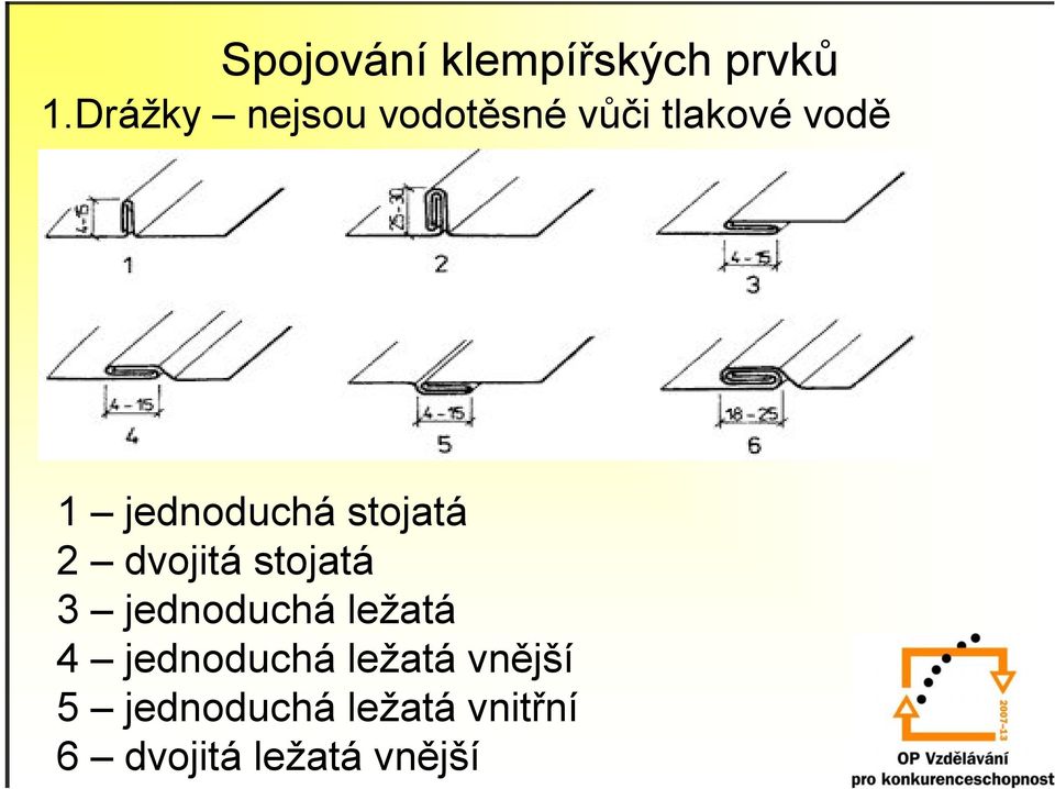 jednoduchá stojatá 2 dvojitá stojatá 3 jednoduchá