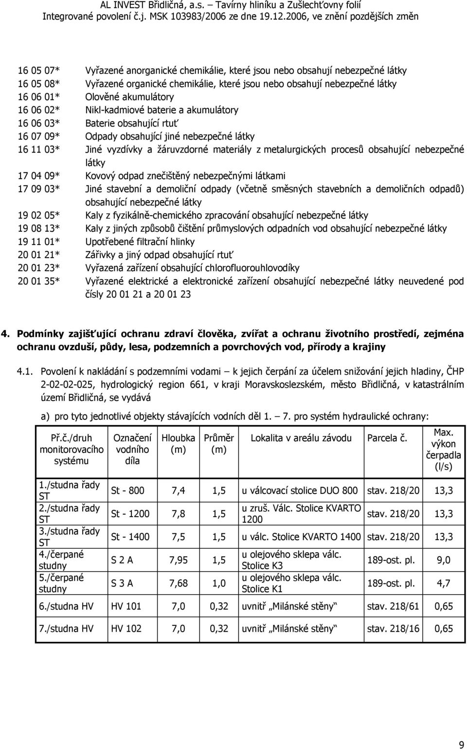 procesů obsahující nebezpečné látky 17 04 09* Kovový odpad znečištěný nebezpečnými látkami 17 09 03* Jiné stavební a demoliční odpady (včetně směsných stavebních a demoličních odpadů) obsahující