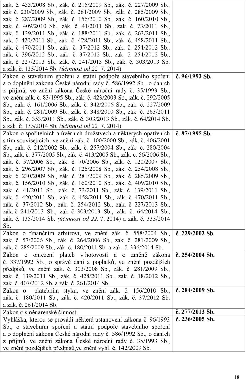 , zák. č. 470/2011 Sb., zák. č. 37/2012 Sb., zák. č. 254/2012 Sb., zák. č. 396/2012 Sb., zák. č. 37/2012 Sb., zák. č. 254/2012 Sb., zák. č. 227/2013 Sb., zák. č. 241/2013 Sb., zák. č. 303/2013 Sb.
